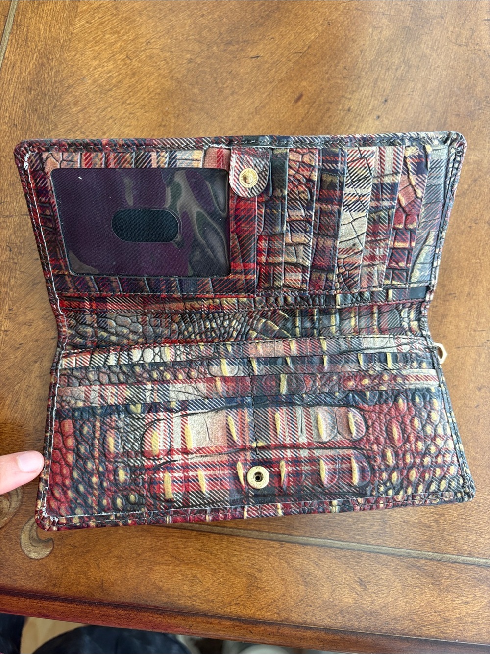Brahmin Ady Wallet Flannel Melbourne Plaid Croc Embossed Leather Bifold - Picture 5 of 16